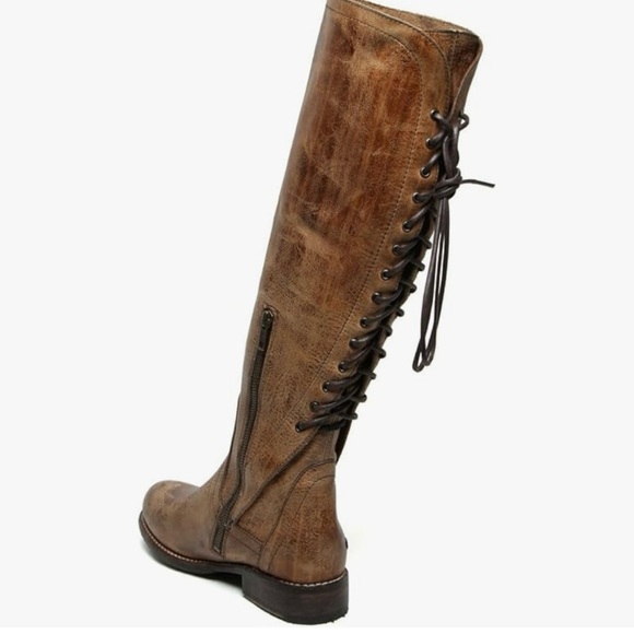 Bed Stu Women’s Distressed Leather Back Lace Tall Carmel Lux Boots- 8.5 - Picture 5 of 11